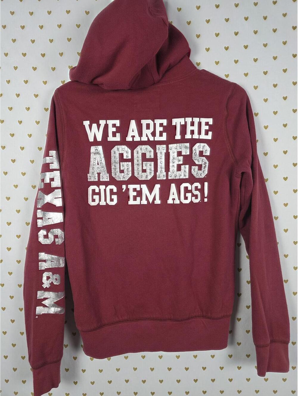 Victorias Secret Pink Texas A&M Aggies College Full zip Hoodie jacket SMALL - Picture 1 of 7